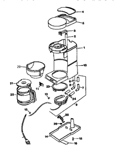 Replacement Parts Diagram and Parts List for DCM300W  Black and Decker Coffee Maker